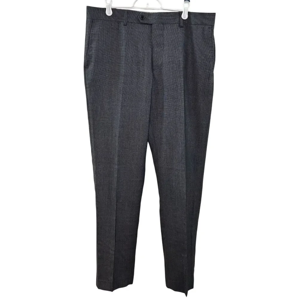 Broletto Flat Front Dress Pants Grey Wool Blend Size 34Wx32L